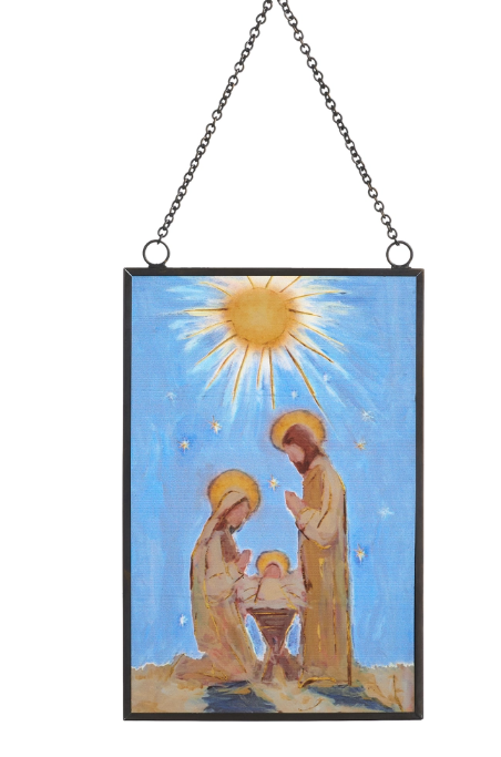 6" Holy Family Stained Glass Ornament