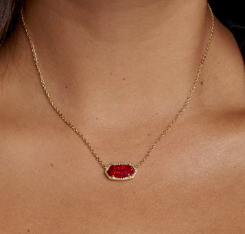 Elisa Necklace - Red Kyocera Opal