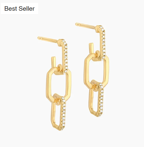 Gold Trio Link Drop Earrings