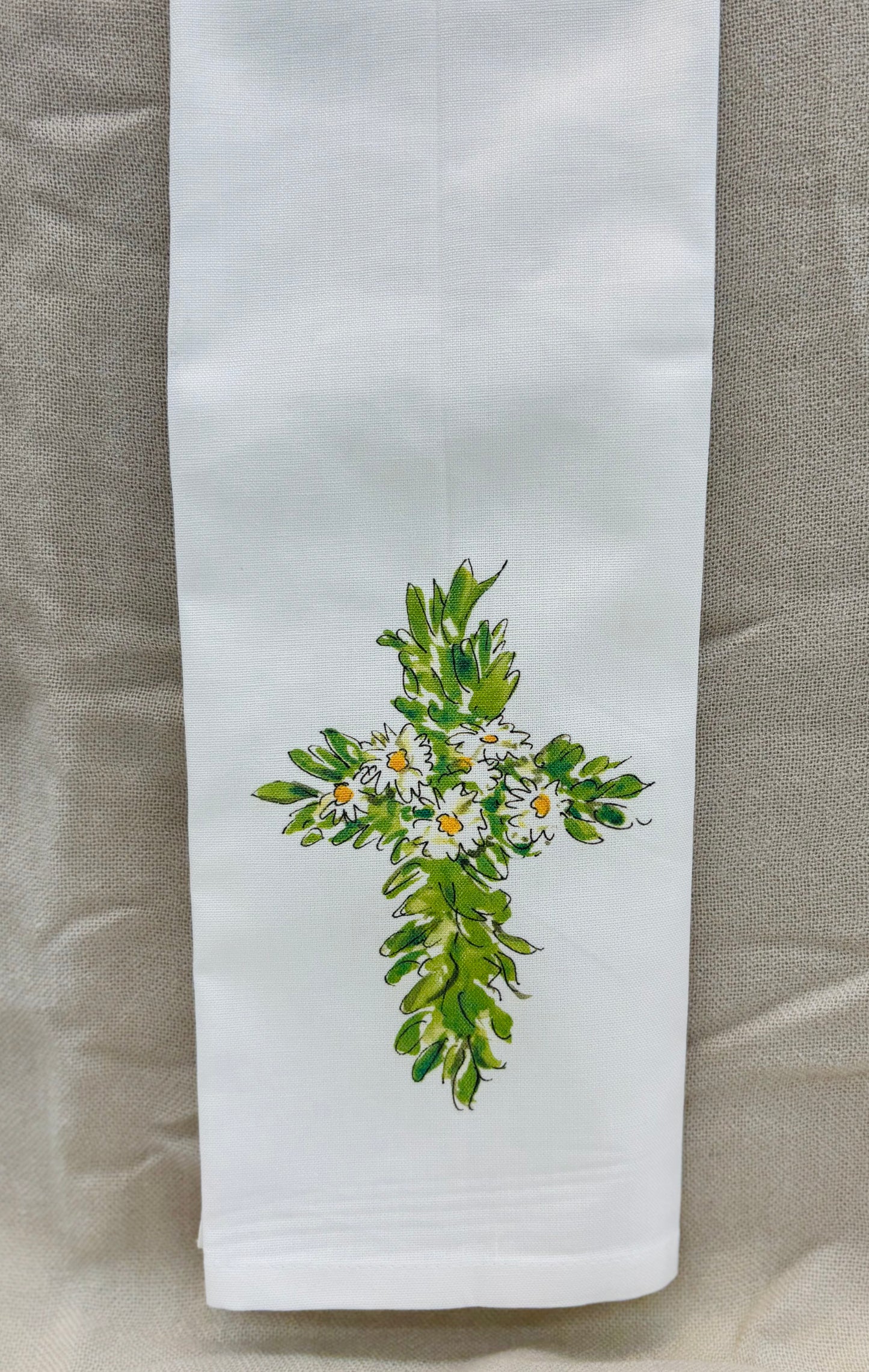 Floral Cross Tea Towel