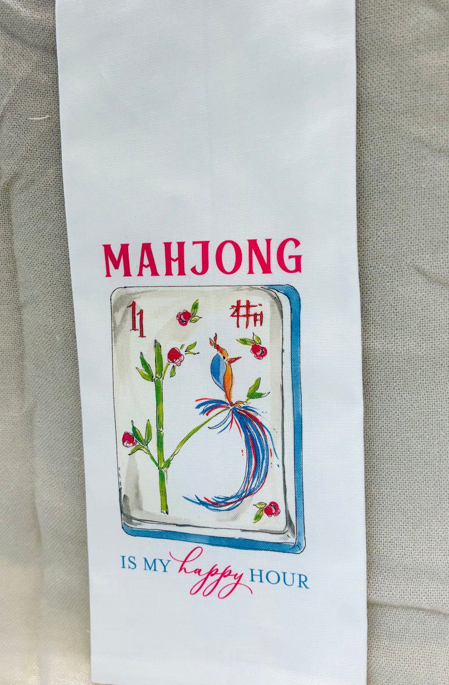 Mahjong Is My Happy Hour Tea Towel