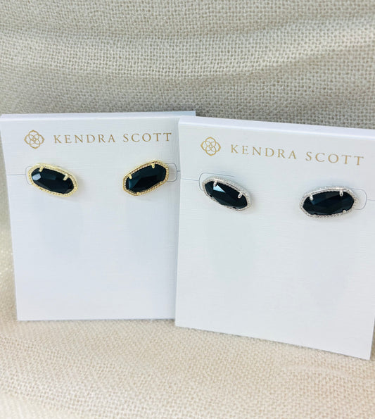 Ellie Gold Stud Earrings in Black