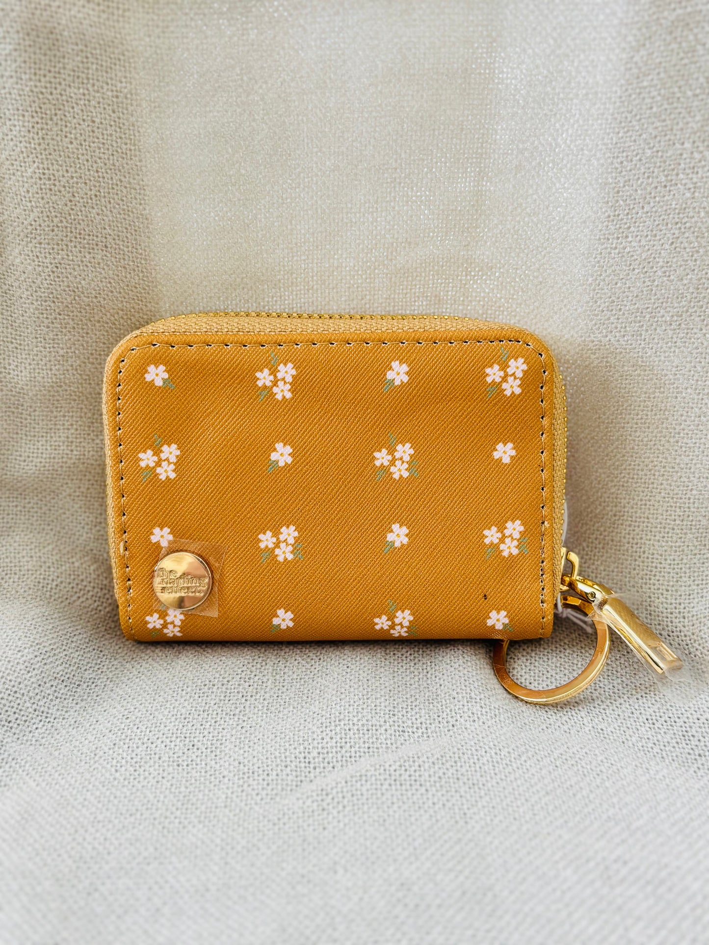 Dark Yellow Floral Zip Wallet