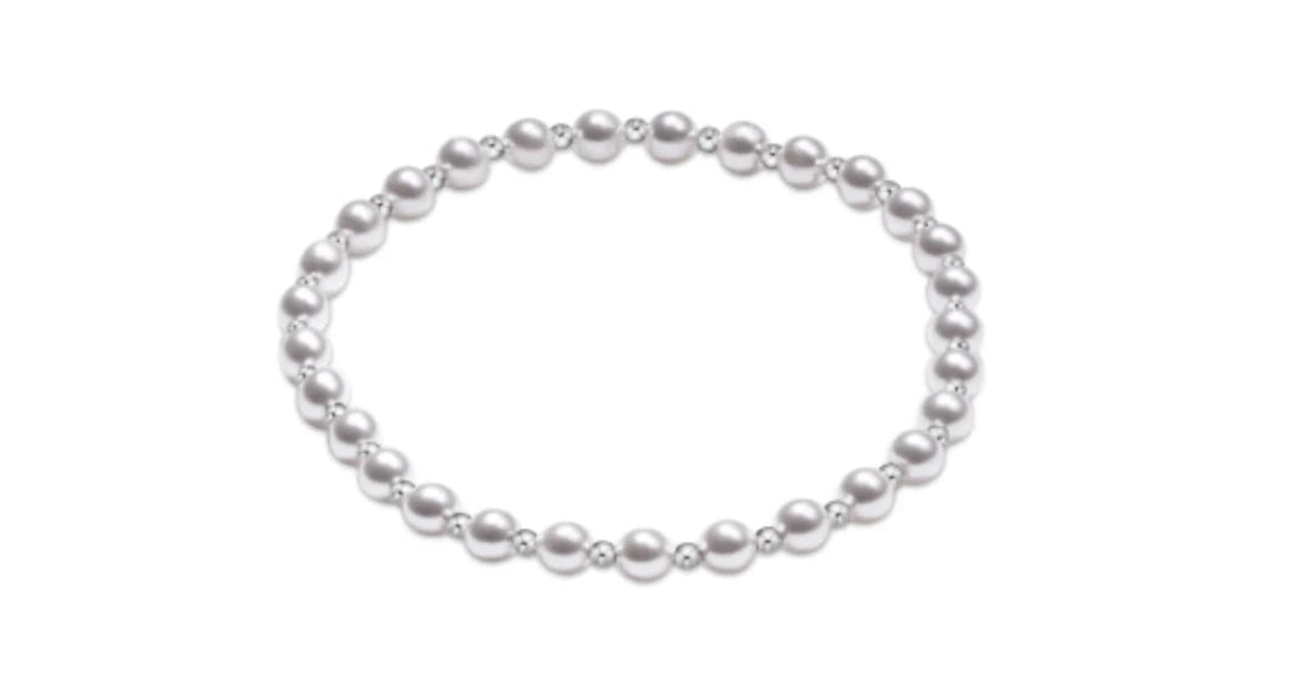 Classic Grateful Pattern Sterling 4mm Bead Bracelet- Pearl
