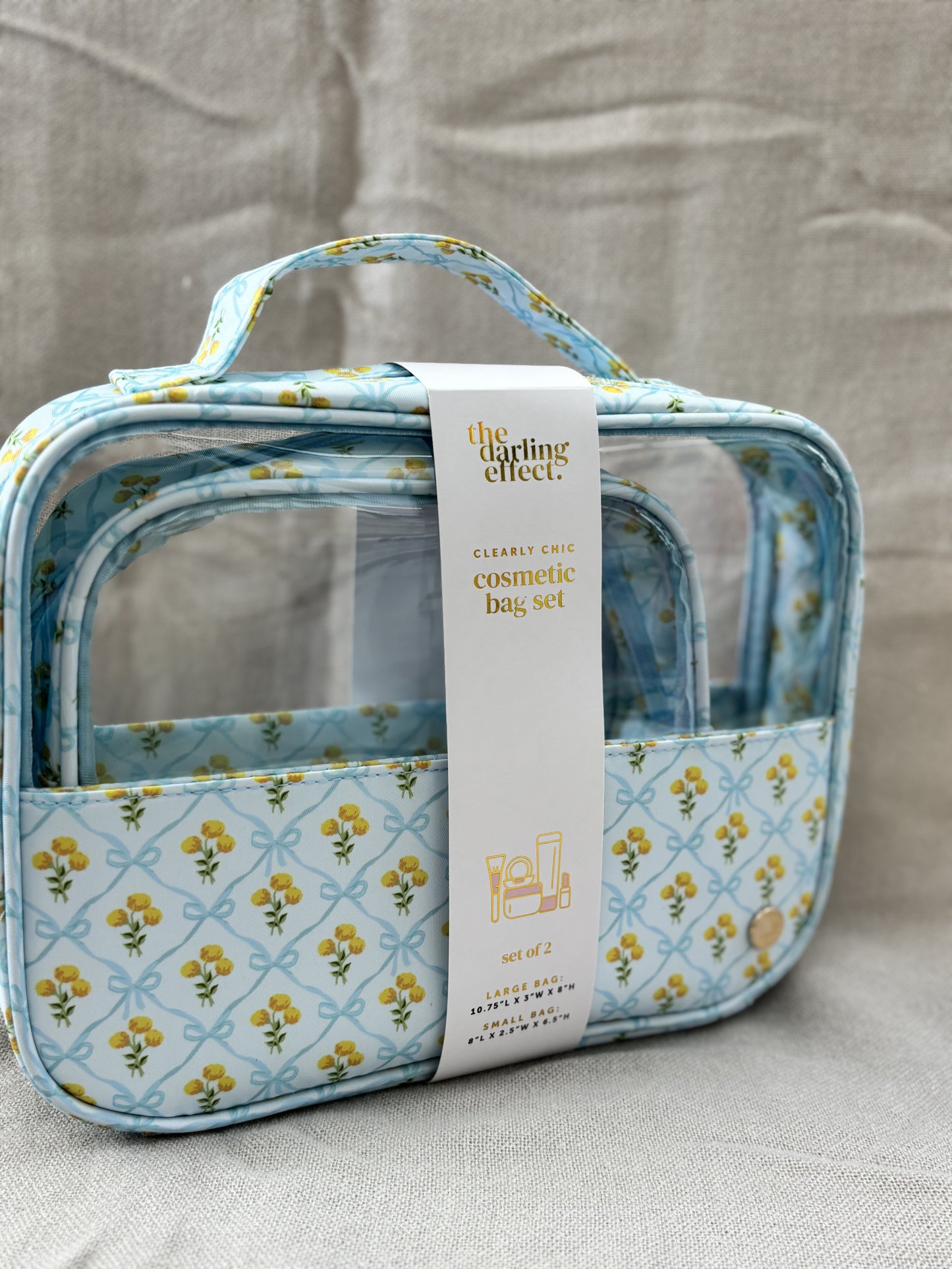 Blue Travel Set of 2 Cosmetic Bags