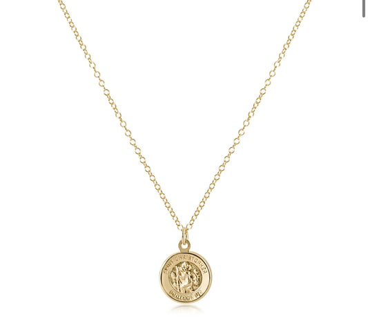 16" Necklace Gold- St. Christopher pendent