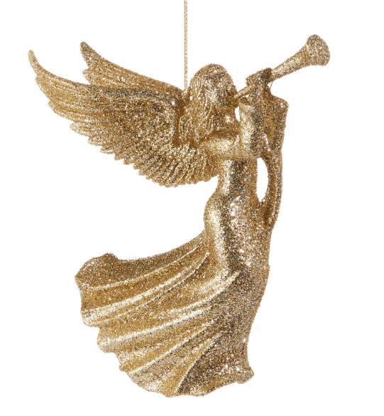6" Champagne Glitter Angel Ornament