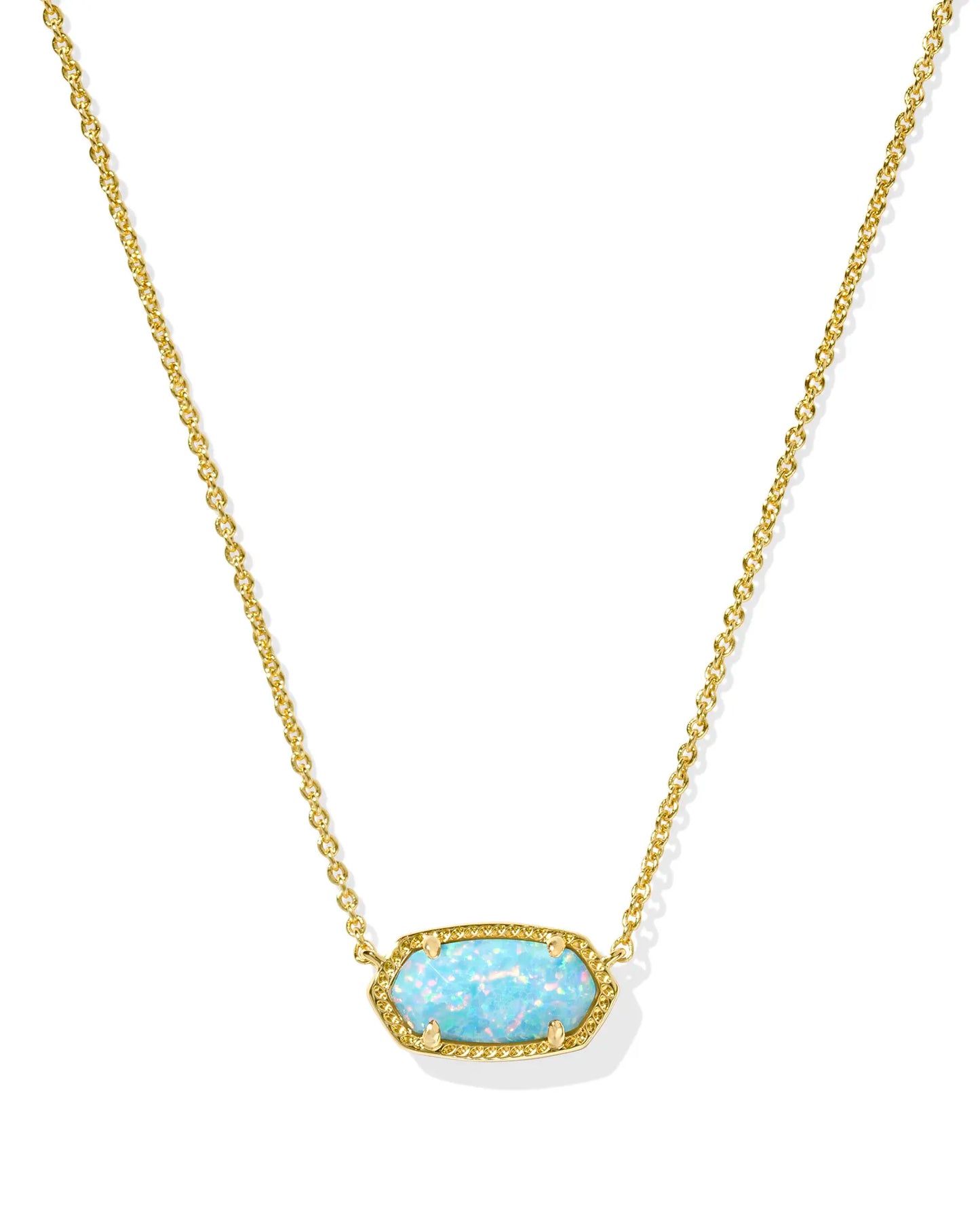 Elisa Gold Short Pendant Necklace-Blue