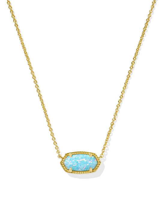 Elisa Gold Short Pendant Necklace-Blue