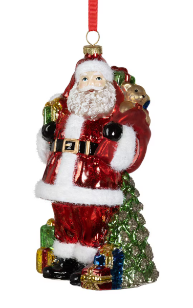 Santa Glass Ornament