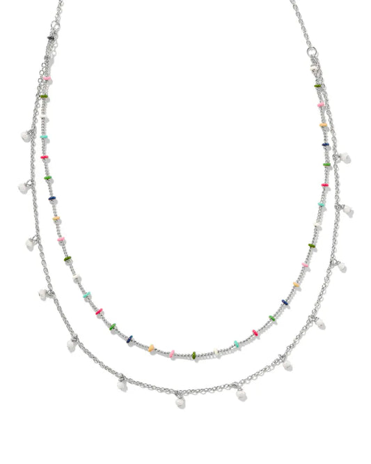 Eve Silver Multi Strand Necklace in Multi Mi