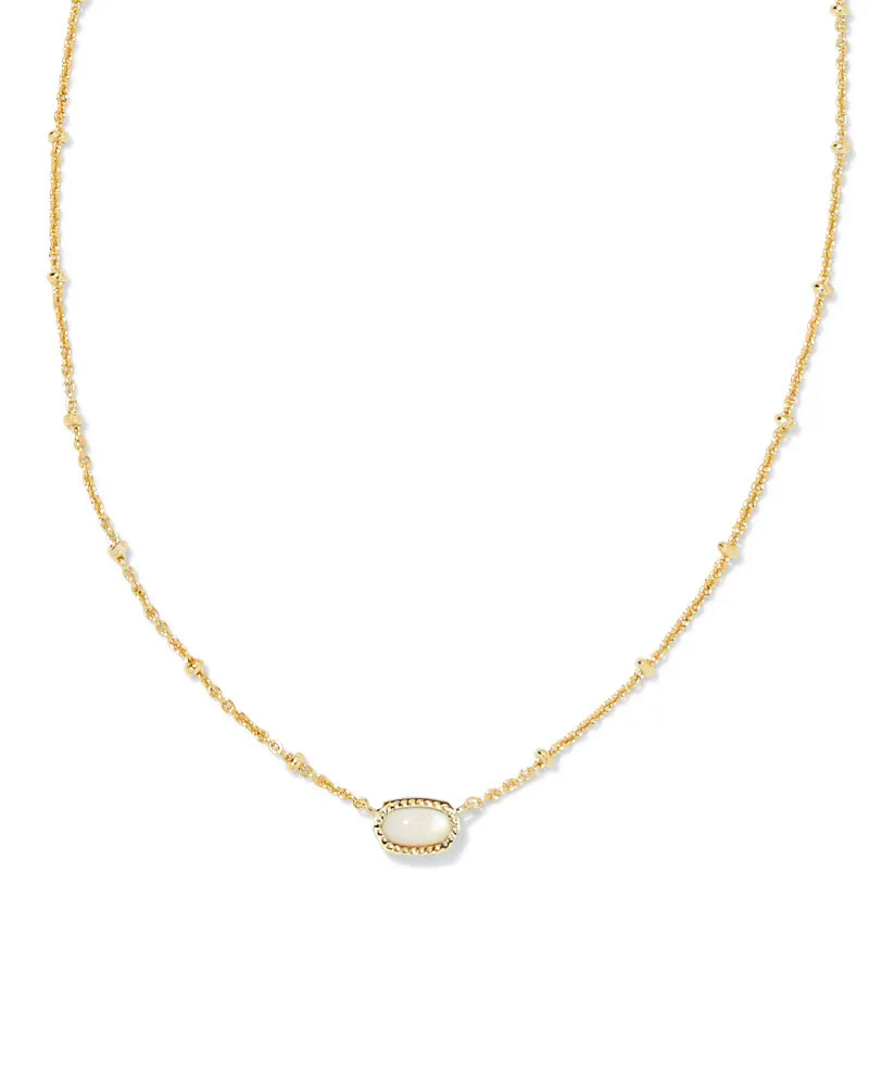 Mini Elisa Gold Satellite Short Pendant Necklace in Ivory