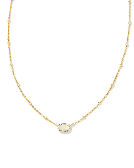 Mini Elisa Gold Satellite Short Pendant Necklace in Ivory
