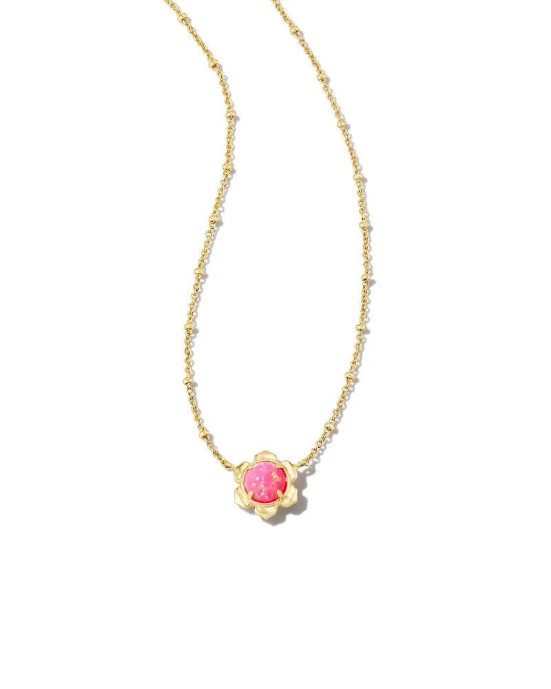 Susie Gold Short Pendant Necklace in Hot Pink Kyocera