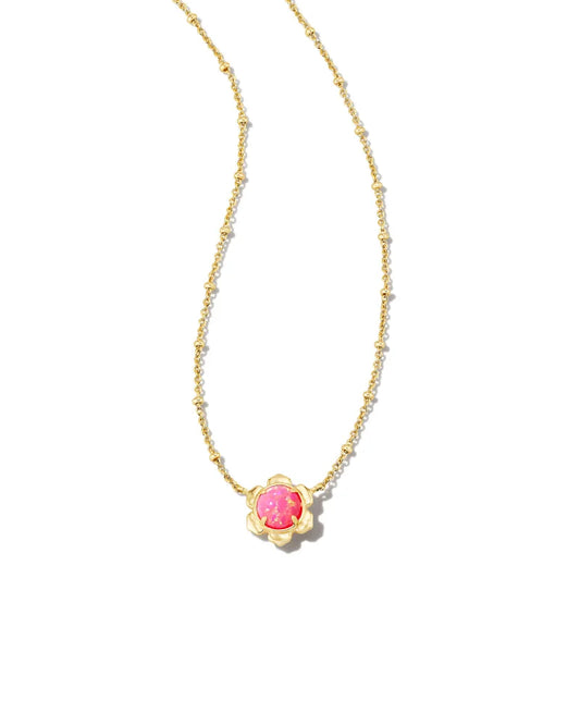 Susie Gold Short Pendant Necklace in Hot Pink Kyocera