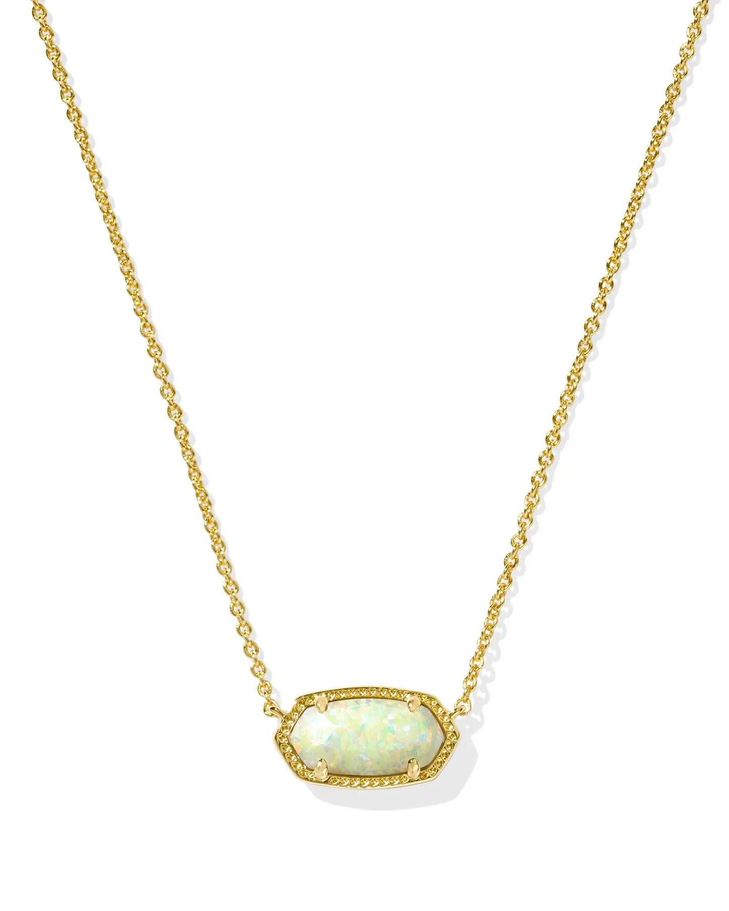 Elisa Gold Short Pendant Necklace- White