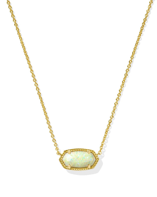 Elisa Gold Short Pendant Necklace- White