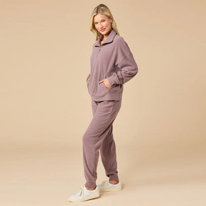 Vintage Terry 1/4 Zip  with Jogger- Driftwood