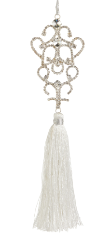 9.5" Jeweled Brooch Top Tassel Ornament