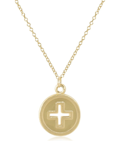 eNewton 16" Necklace Gold Signature Cross Gold Disc