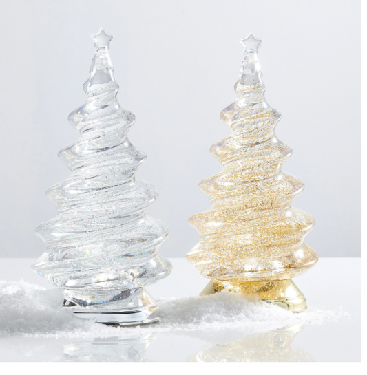 12" Lighted Spiral Swirling Glitter Tree