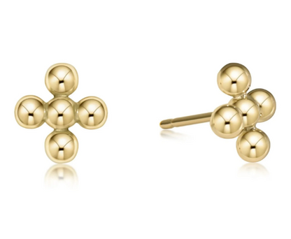Signature Cross Beaded Gold Stud