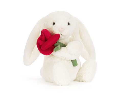Cream Bunny with Rose