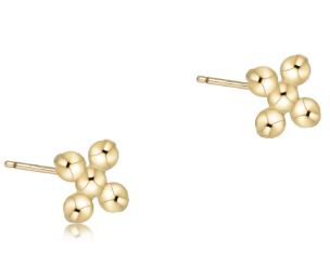 Signature Cross Beaded Gold Stud