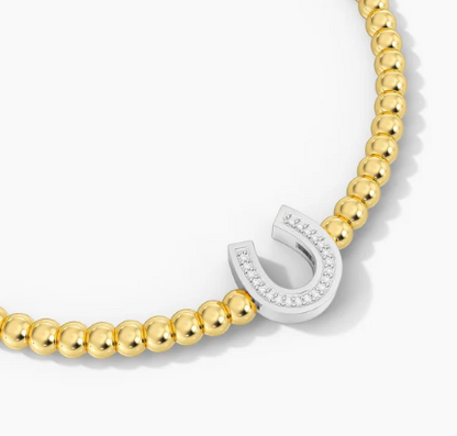 Gold Lucky Horseshoe Beaded Bracelet
