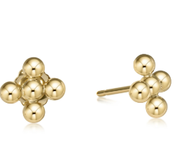 Signature Cross Beaded Gold Stud