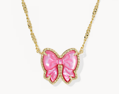 Haley Bow gold Short Pendent Necklace - Holiday