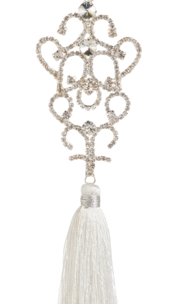 9.5" Jeweled Brooch Top Tassel Ornament