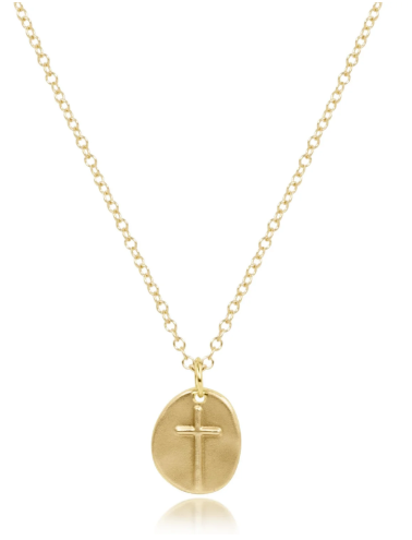 Inspire Cross Small Gold Disc Necklace