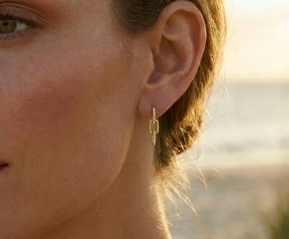 Gold Trio Link Drop Earrings