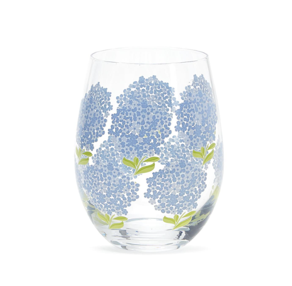 Hydrangea Stemless Wine Glass