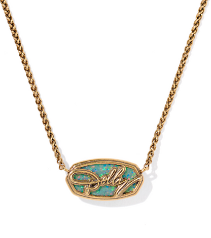 Dolly Parton Elisa Pendent Necklace - Vintage Gld Marine Opal