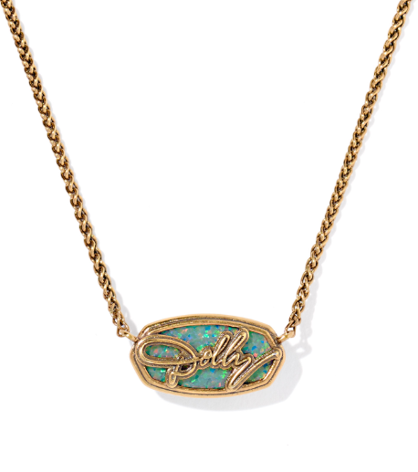 Dolly Parton Elisa Pendent Necklace - Vintage Gld Marine Opal