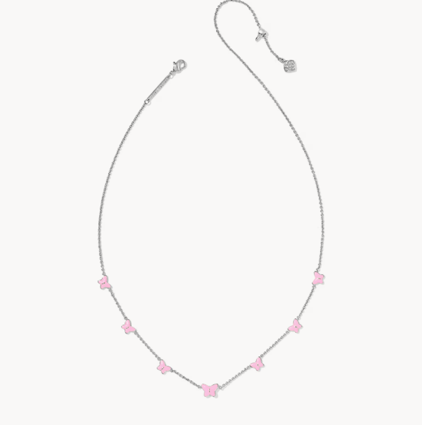 Lillia Butterfly Silver Enamel Strand Necklace