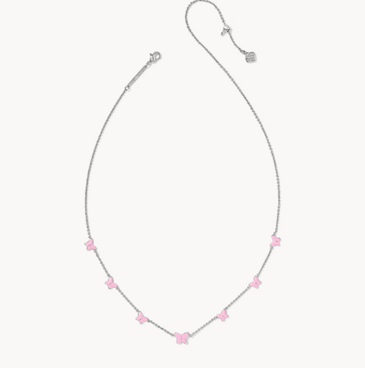 Lillia Butterfly Silver Enamel Strand Necklace