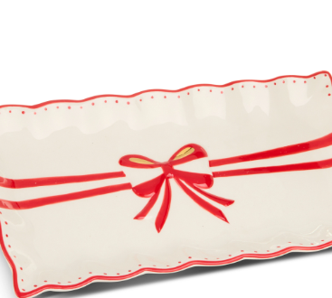 Red Bow Rectangle Plate