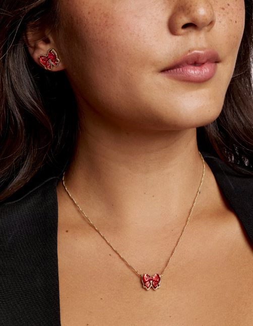 Haley Bow gold Short Pendent Necklace - Holiday