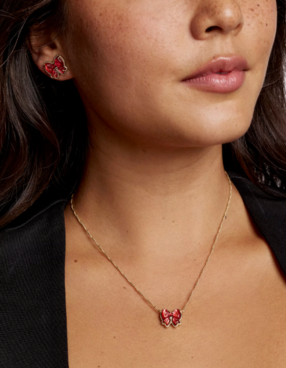 Haley Bow gold Short Pendent Necklace - Holiday