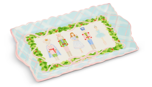 13" Pastel Plaid Nutcracker Ballet Ruffle Tray