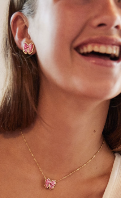 Haley Bow gold Short Pendent Necklace - Holiday