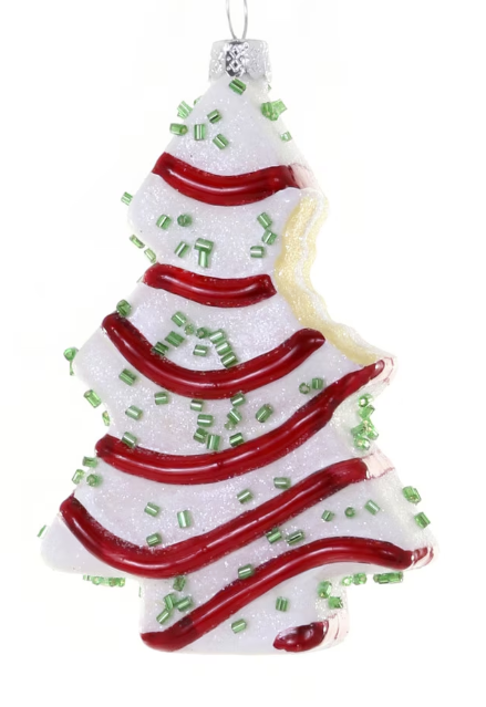 CHRISTMAS TREE CAKE WITH BITE ORNAMENT