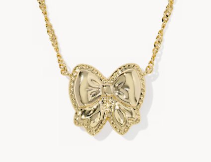 Haley Bow gold Short Pendent Necklace - Holiday