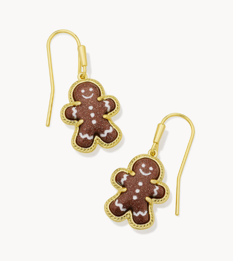 Gingerbread Drop Earrings Gold