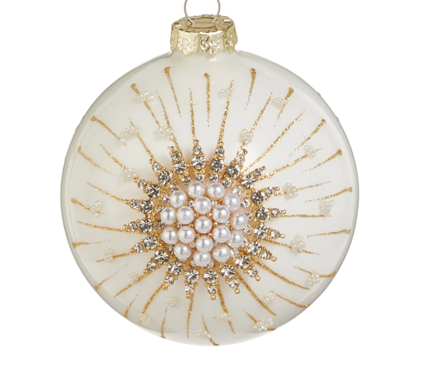 4.5" Pearl Starburst Ball Ornament