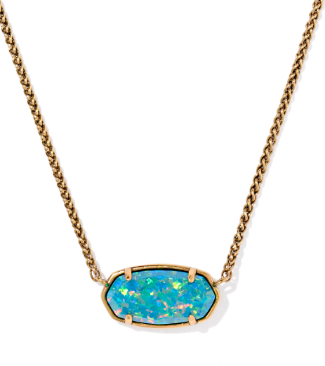 Dolly Parton Elisa Pendent Necklace - Vintage Gld Marine Opal