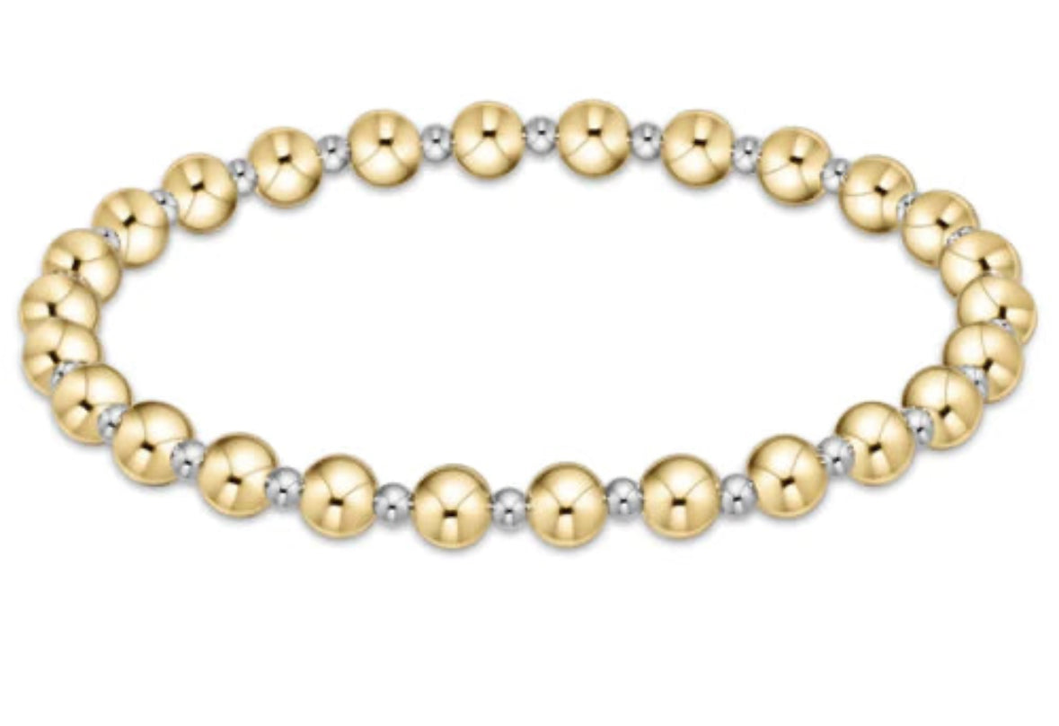 Classic Serenity Pattern 5mm Bead Bracelet- Mixed Metal